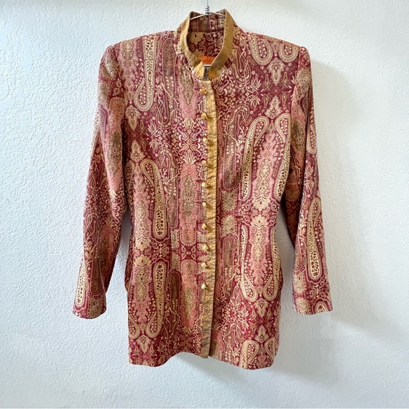 Paule Vasseur Tapestry Women’s Button Down Blazer Top - Picture 1 of 7